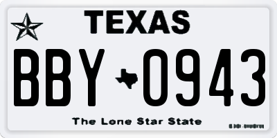 TX license plate BBY0943