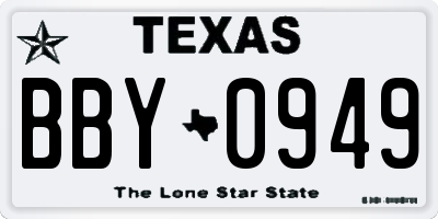 TX license plate BBY0949