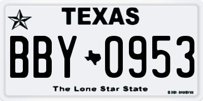TX license plate BBY0953