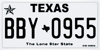 TX license plate BBY0955