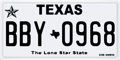 TX license plate BBY0968