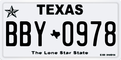 TX license plate BBY0978