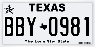 TX license plate BBY0981