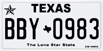 TX license plate BBY0983