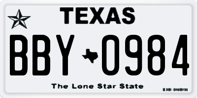 TX license plate BBY0984
