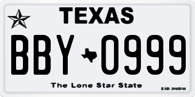 TX license plate BBY0999