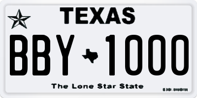TX license plate BBY1000