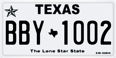 TX license plate BBY1002