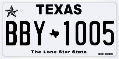 TX license plate BBY1005