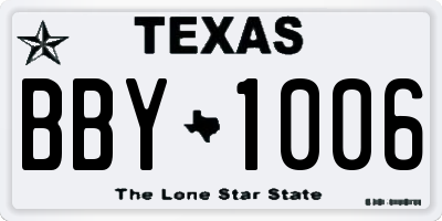 TX license plate BBY1006