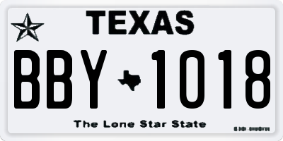 TX license plate BBY1018
