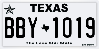 TX license plate BBY1019