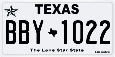 TX license plate BBY1022