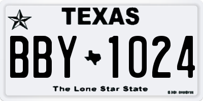 TX license plate BBY1024