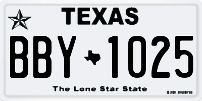 TX license plate BBY1025