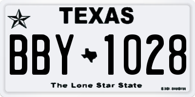TX license plate BBY1028