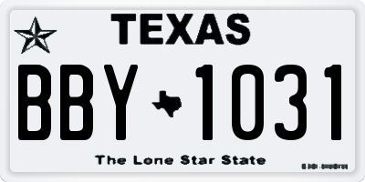 TX license plate BBY1031
