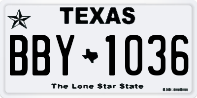 TX license plate BBY1036