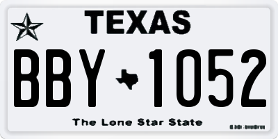 TX license plate BBY1052