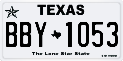 TX license plate BBY1053