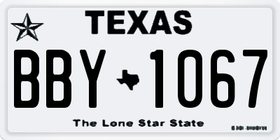TX license plate BBY1067