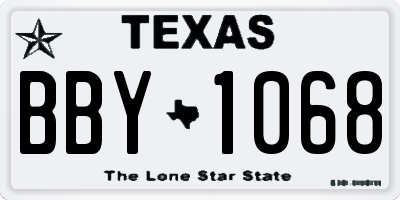 TX license plate BBY1068