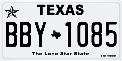 TX license plate BBY1085