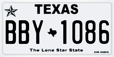 TX license plate BBY1086