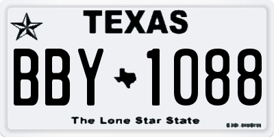 TX license plate BBY1088