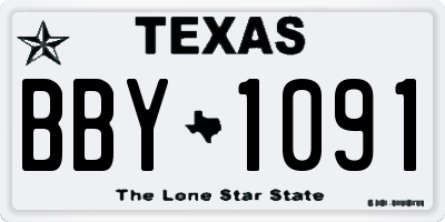 TX license plate BBY1091