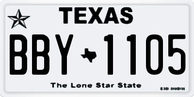 TX license plate BBY1105