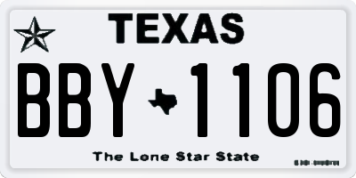 TX license plate BBY1106
