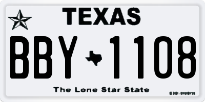 TX license plate BBY1108