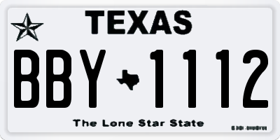 TX license plate BBY1112