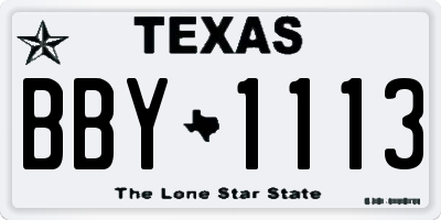 TX license plate BBY1113