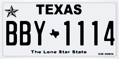 TX license plate BBY1114