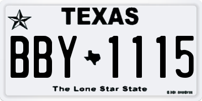TX license plate BBY1115