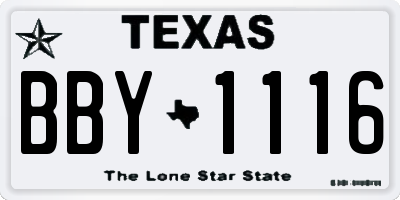 TX license plate BBY1116