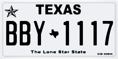 TX license plate BBY1117