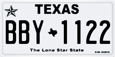 TX license plate BBY1122