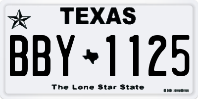 TX license plate BBY1125
