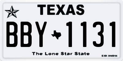 TX license plate BBY1131
