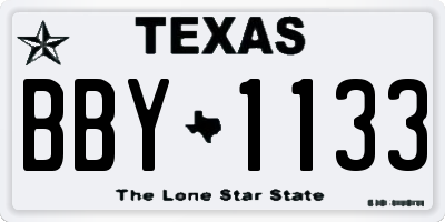 TX license plate BBY1133