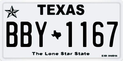 TX license plate BBY1167