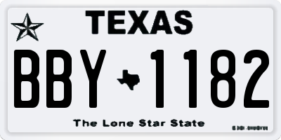 TX license plate BBY1182
