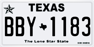 TX license plate BBY1183