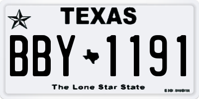 TX license plate BBY1191