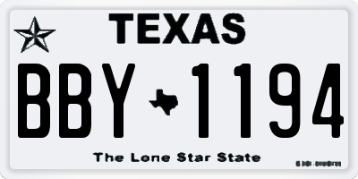 TX license plate BBY1194