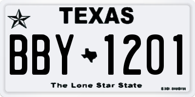 TX license plate BBY1201
