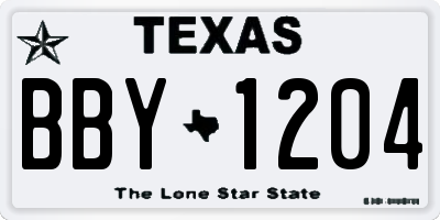 TX license plate BBY1204
